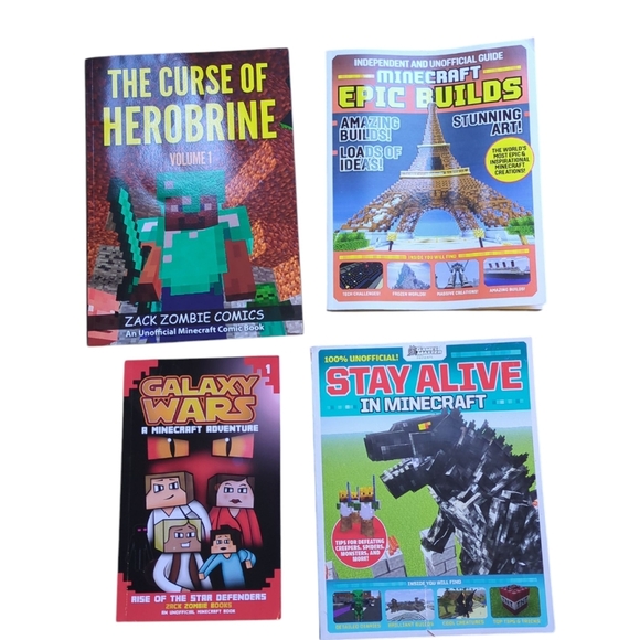 Minecraft Other - Minecraft Book Bundle: Unofficial Guide, Epic Builds, Zack Zombie, Galaxy Wars